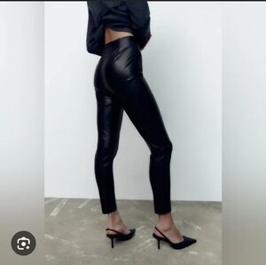 Zara Black Faux Leather Leggings